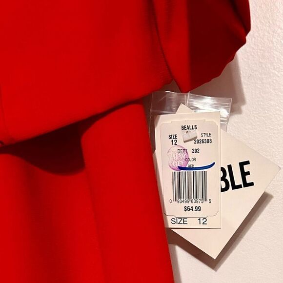 Vintage Sag Harbor Suit 2 Piece Red Matching Jacket & Midi Dress Size 12 New Tag - Picture 6 of 13